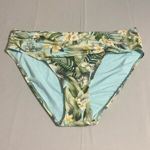 TOMMY BAHAMA Paradise Fronds Side Shirred High-Waist Bikini Bottom Size XL